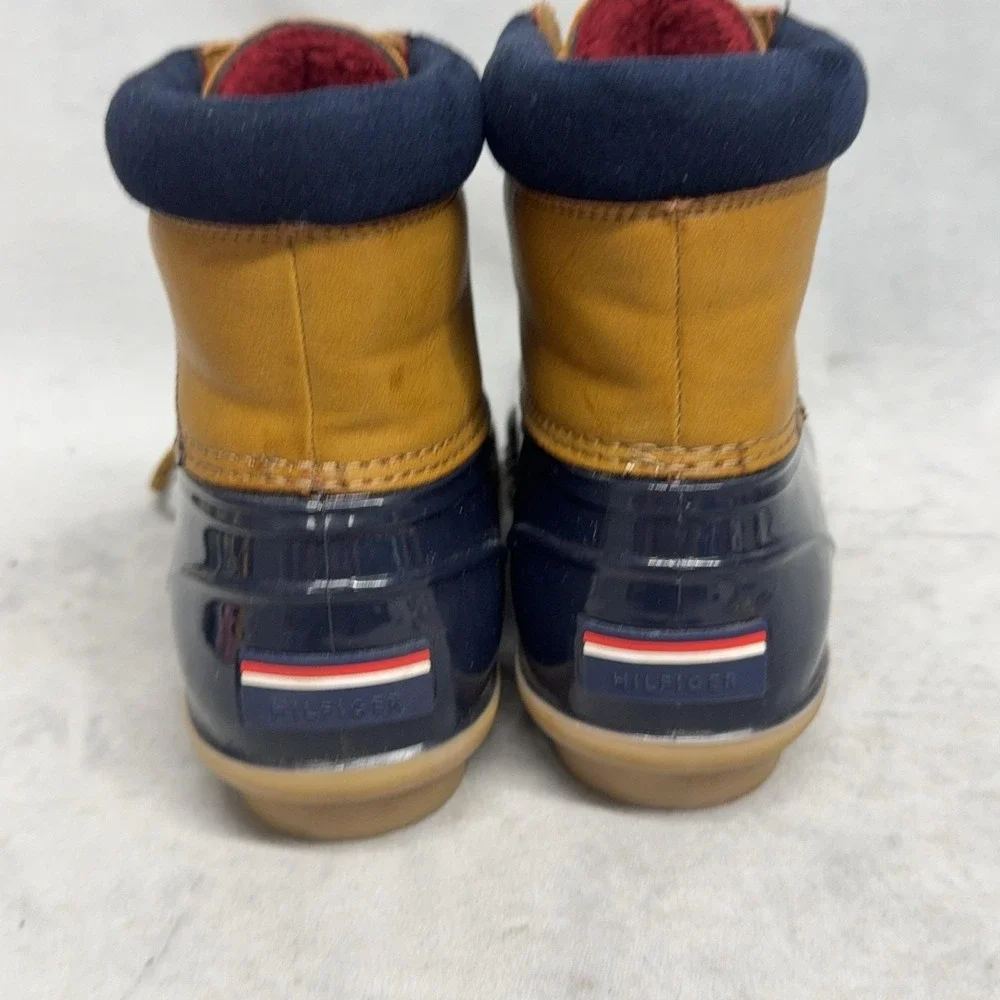 Tommy Hilfiger Boots Mens Size 9 Blue Tan Duck Snow Waterproof Ankle TWHENREE2